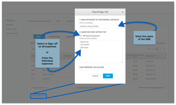 KB SME Sign-off on Expenses