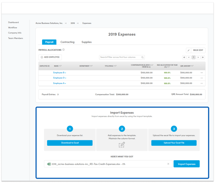 KB Upload Expenses in Bulk